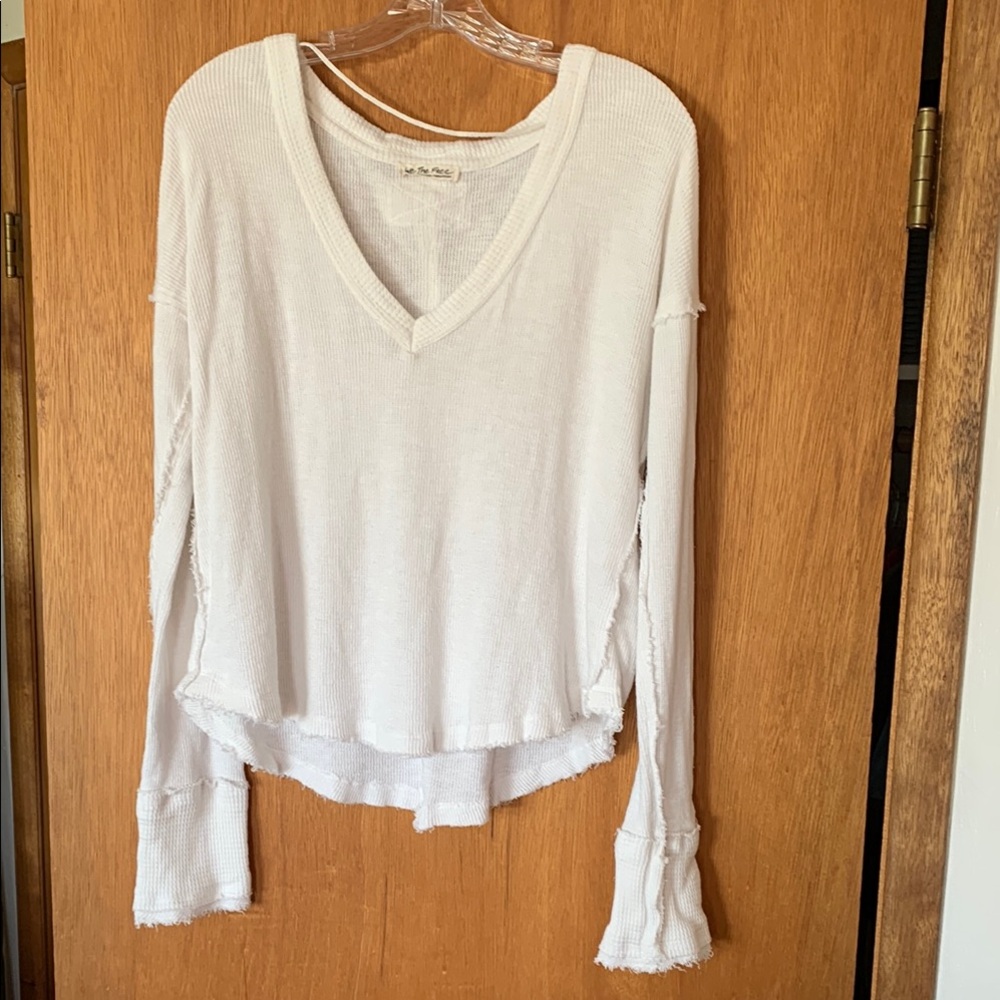 Free People Women's White V-Neck Top